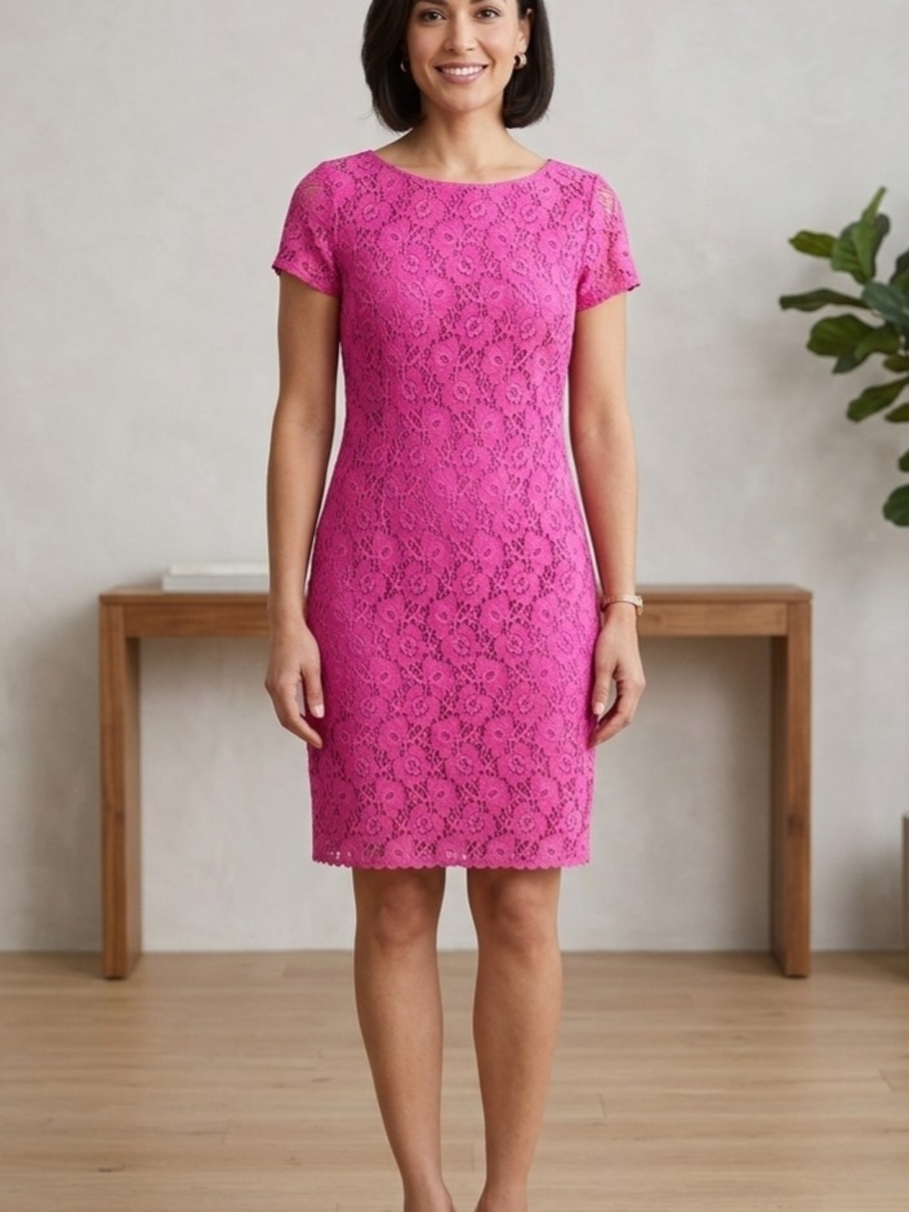 NWT Jessica Howard Pink Floral Lace Sheath Dress 10